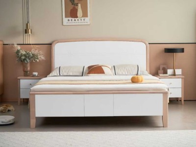 尺寸：1.5m/1.8m 材质：全橡木框架 颜色：杏➕白，灰+白，摩啡+白